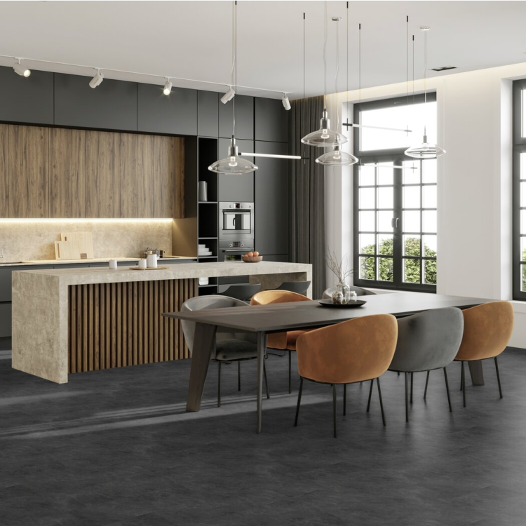 Dalle rectangulaire de sol PVC effet pierre clipsable grey marble Gerflor - 73 cm x 39.9 cm x 0.57 cm