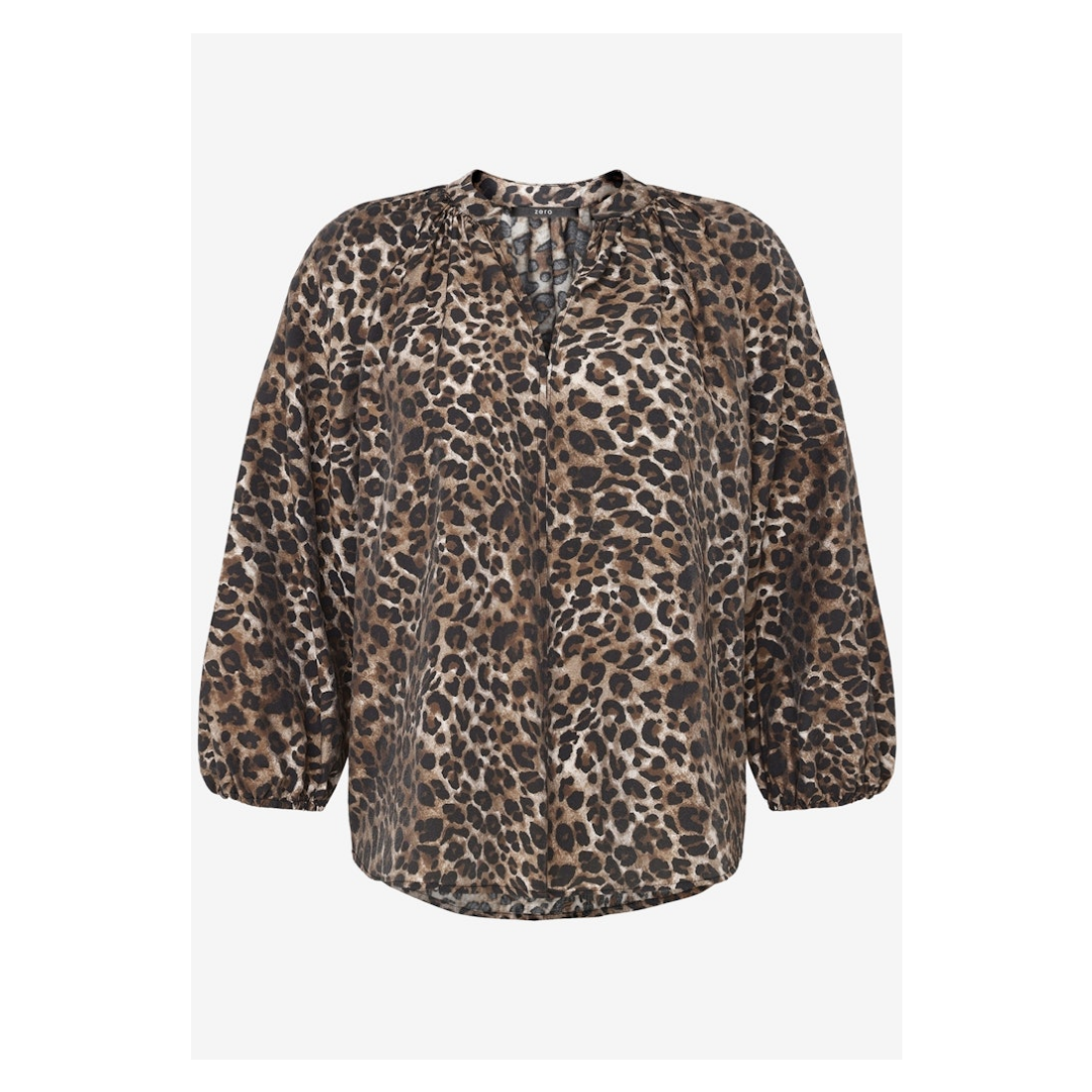 Zero - Damen Kurzarmbluse - beige-black - Größe: 38 - bei Tara-M