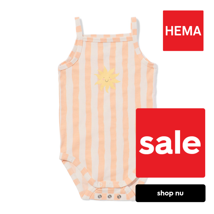 HEMA Baby meegroeiromper strepen perzik (perzik)