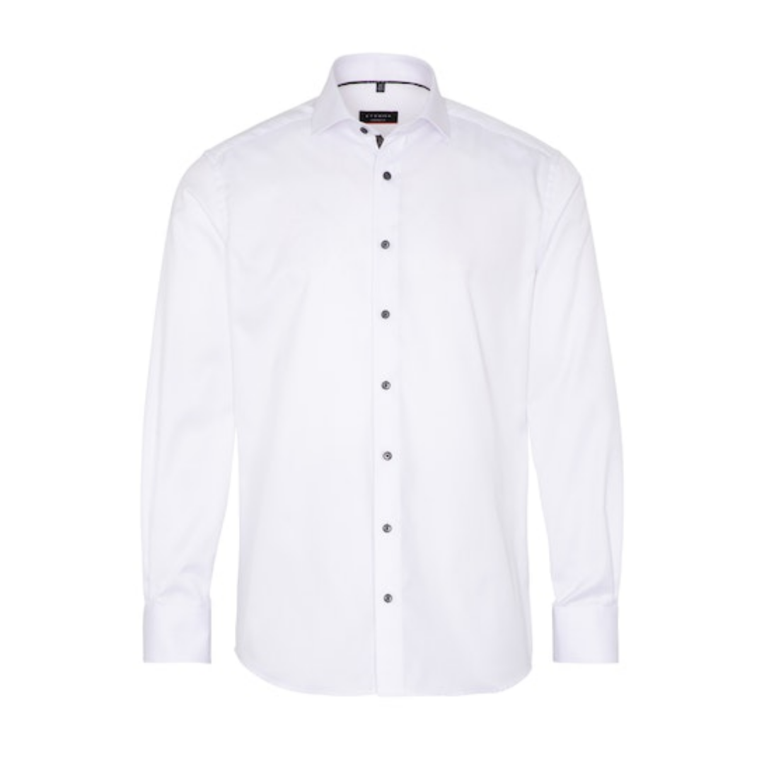 Eterna Cover Shirt Twill Langarm Baumwolle Weiß