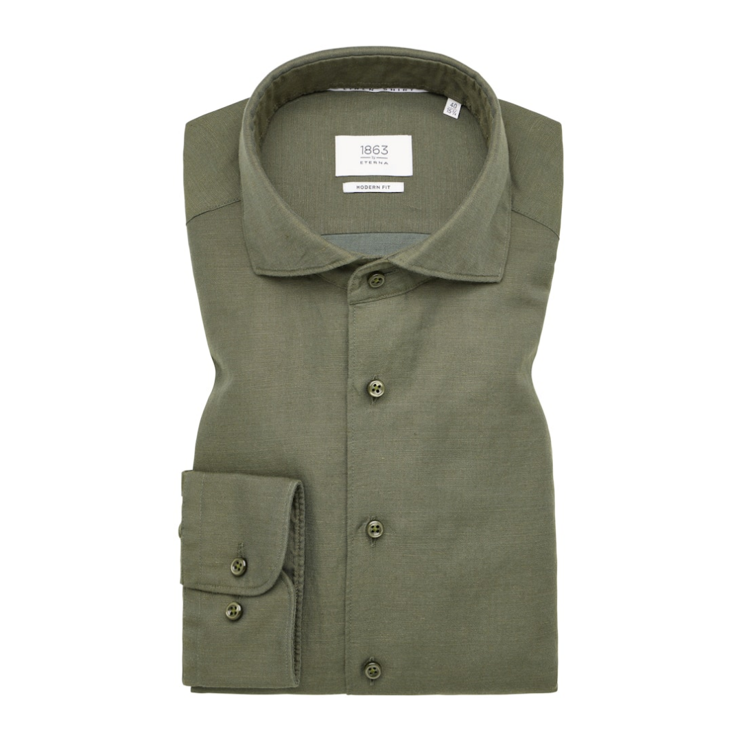ETERNA - Herren Langarmhemd - Grün - Größe: 46 - bei Tara-M