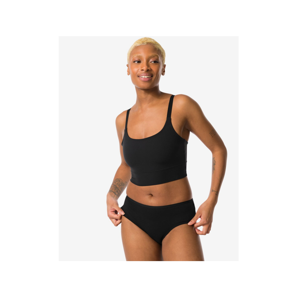 HEMA HEMA Dameshipster Katoen Met Kant Zwart (zwart)