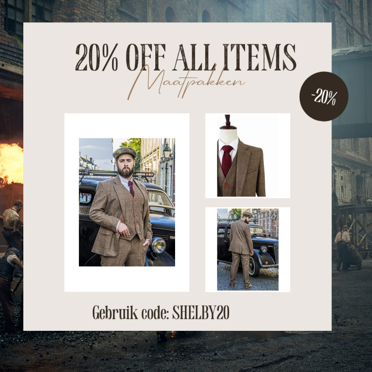 Maatpak Voor Heren | 3-delig Pak | Bruin Visgraat | Danny Whizz-Bang | Peaky Blinders | Peaky Blinders