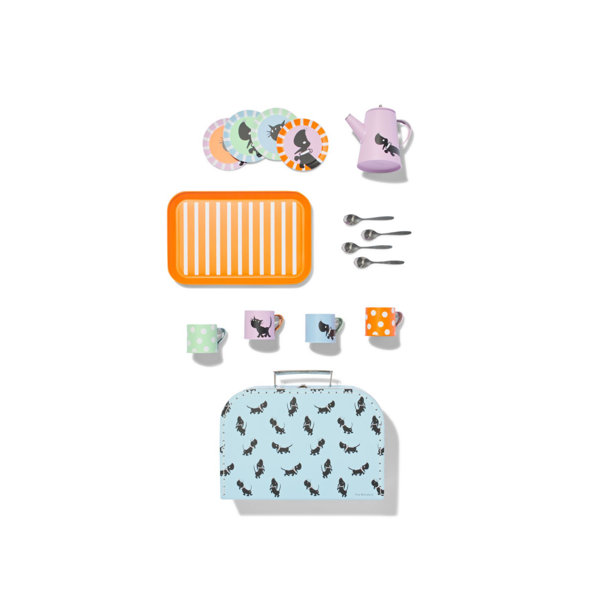 HEMA Takkie en Siepie speelgoed theeservies koffertje 14-delig