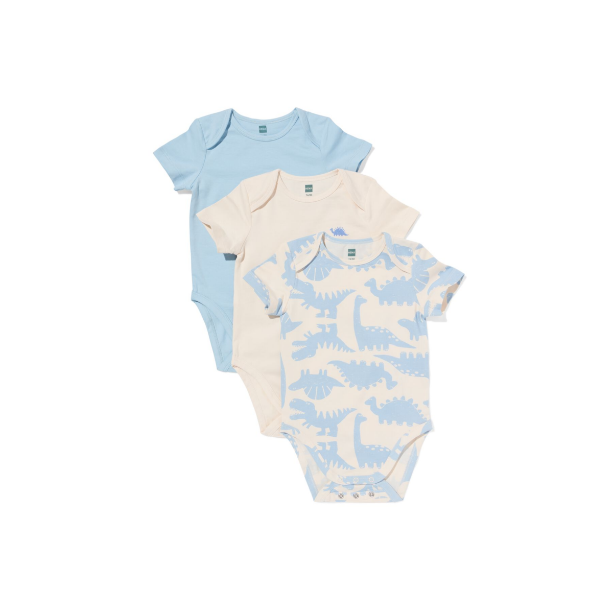 HEMA Baby meegroeirompers dieren - 3 stuks blauw (blauw)