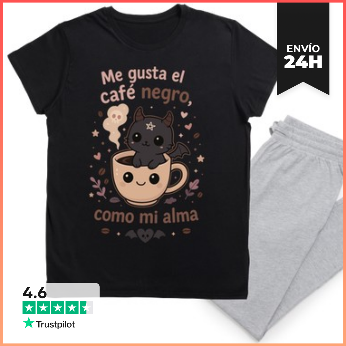 Pijama CAFE NEGRO COMO MI ALMA laTostadora
