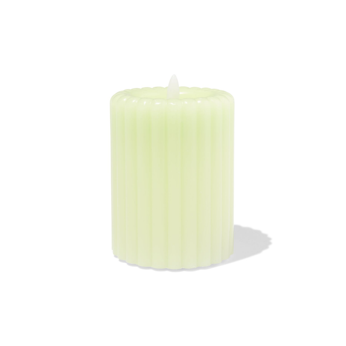 HEMA HEMA Led-stompkaars ⌀7.5x10cm Ribbel Stompkaars Lichtgroen (lichtgroen)