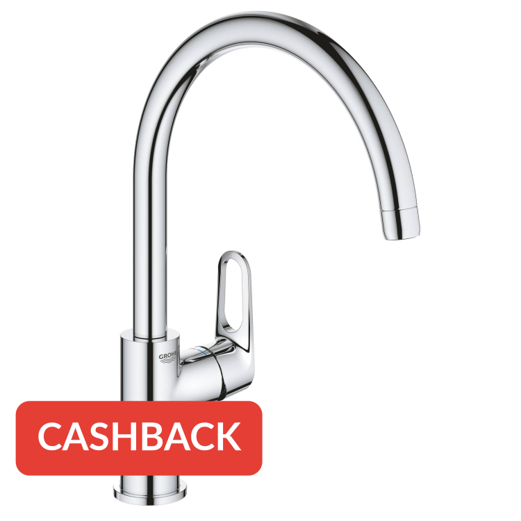 Grohe QuickFix Start Flow keukenmengkraan met hoge uitloop chroom