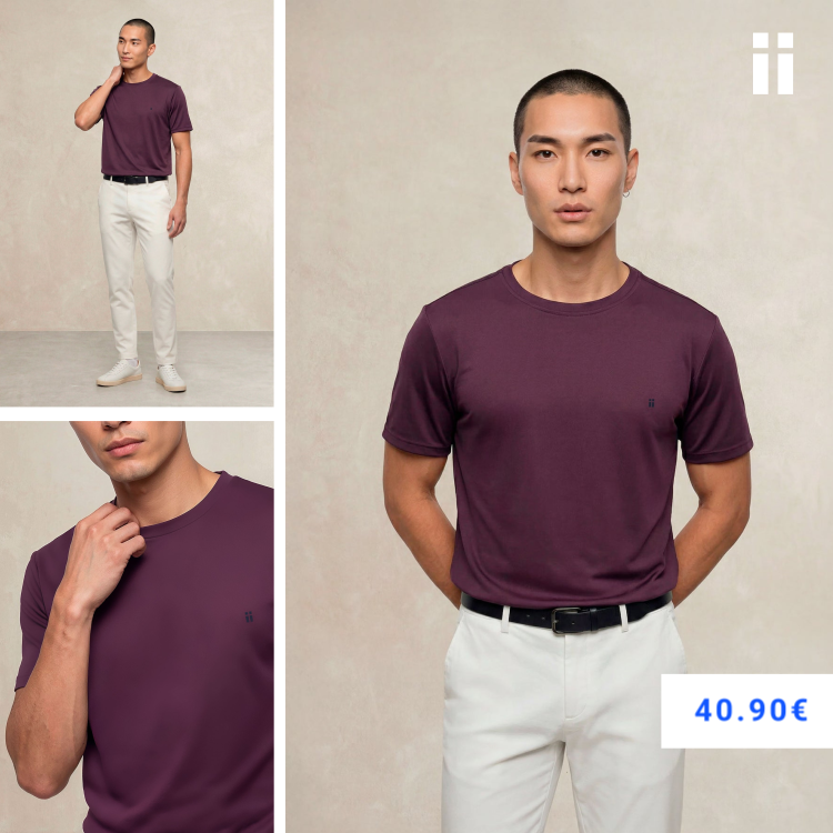 Camiseta hombre cuello redondo morada Soft