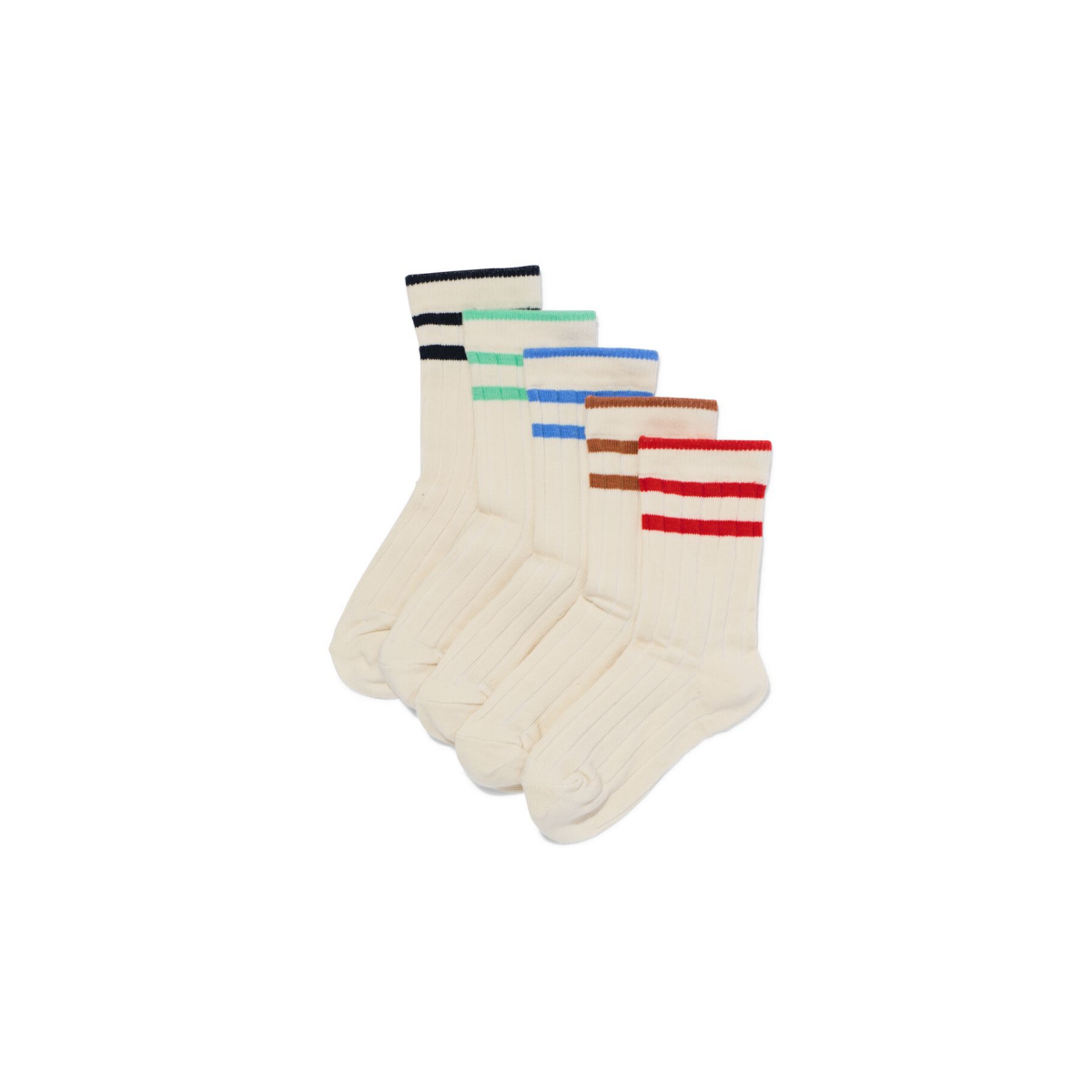 HEMA Kindersokken met katoen rib strepen - 5 paar gebroken wit (gebroken wit)