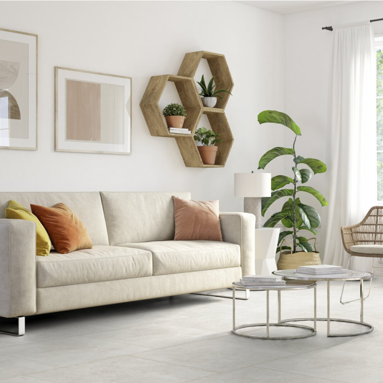Dalle carrée de sol PVC effet béton prête à poser suave beige Gerflor - 61 cm x 61 cm x 0.35 cm