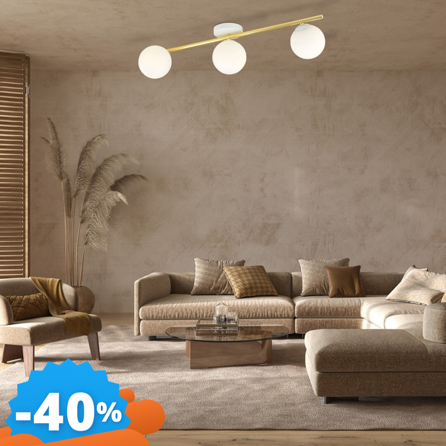 Emibig Lighting Bianco/Oro Lampada Da Soffitto In Acciaio Splendi 3 E 3Xe14