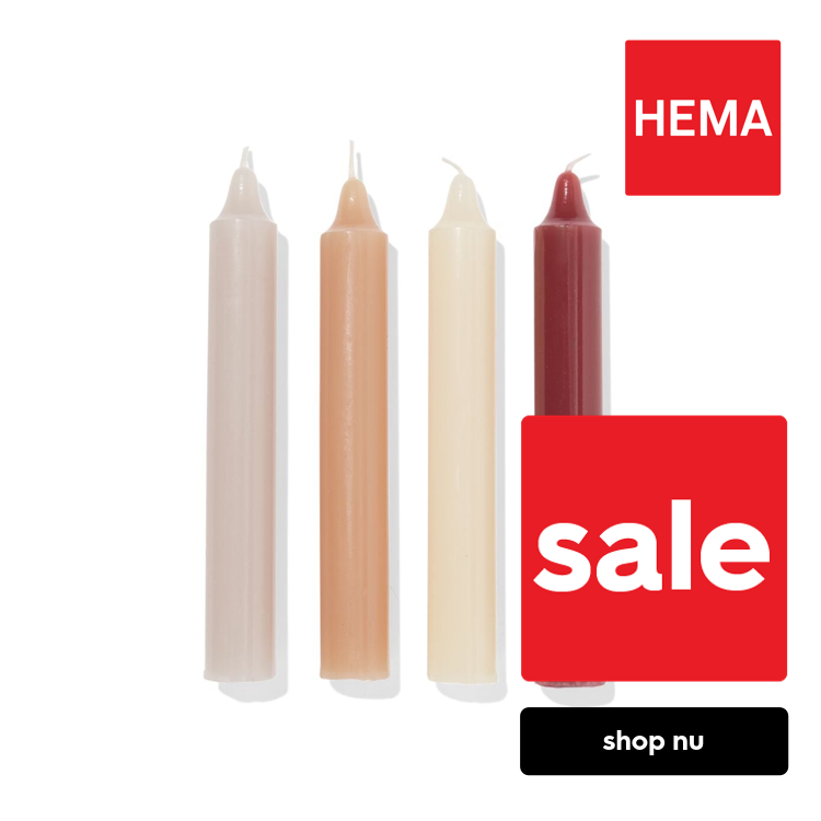 HEMA Huishoudkaarsen 16x⌀2.2cm naturel - 4 stuks (naturel)