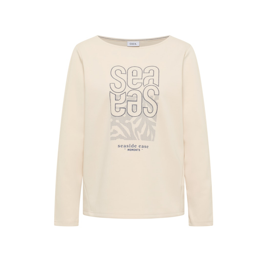 cecil Silk Touch Shirt Stickerei Pearl Beige