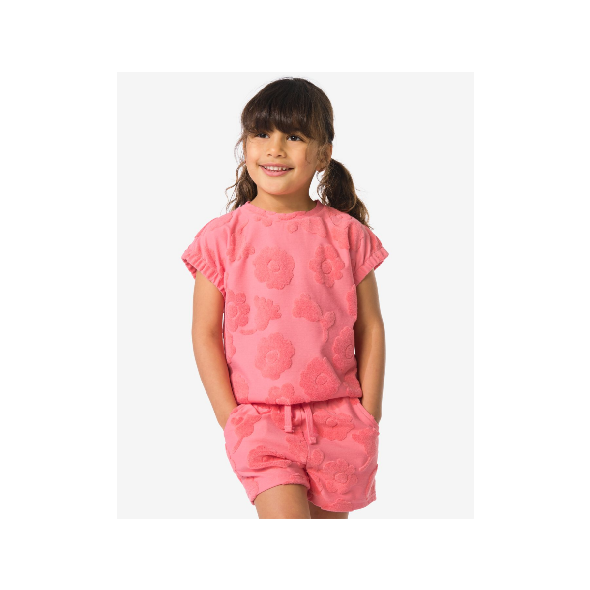 HEMA Kinder T-shirt badstof bloemen roze (roze)