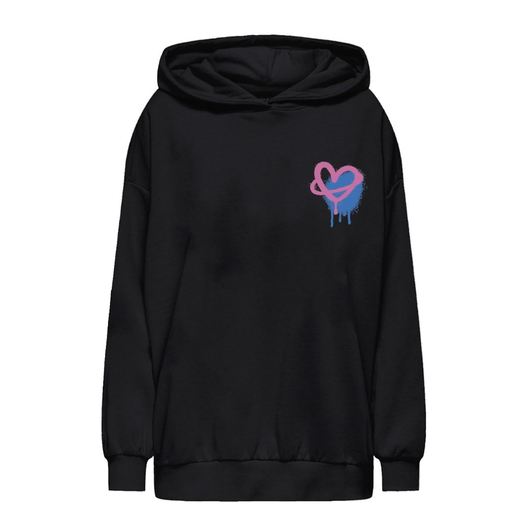 Only Sweatshirt Graffiti Hood Baumwolle-Polyester Balsam Green