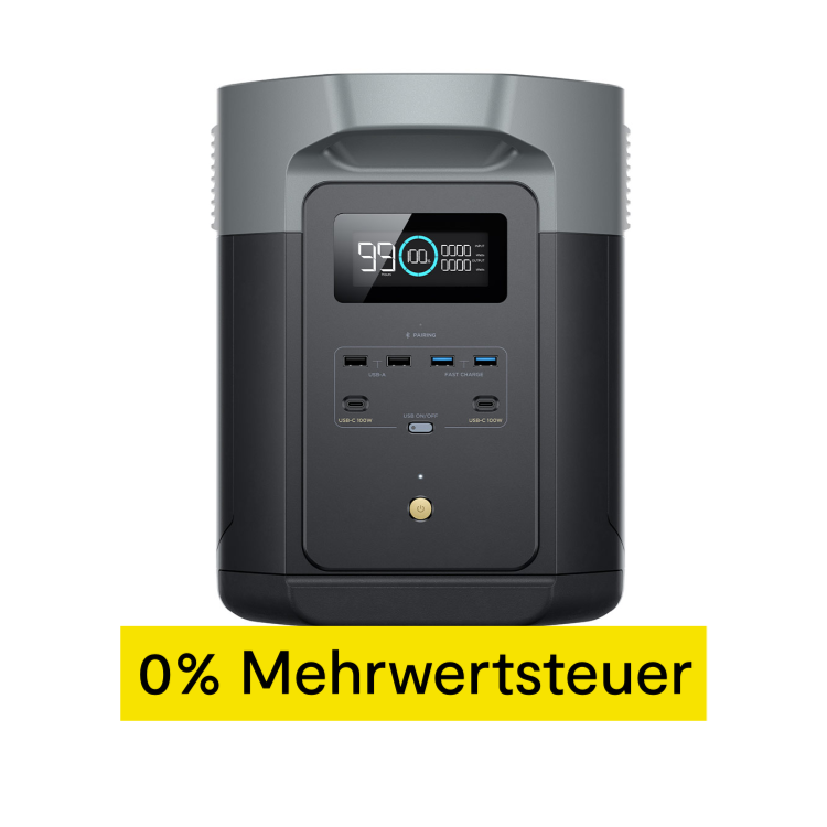 EcoFlow DELTA 2 Max - Tragbare Powerstation - Silber (+GRATIS Hombli Lichterkette)