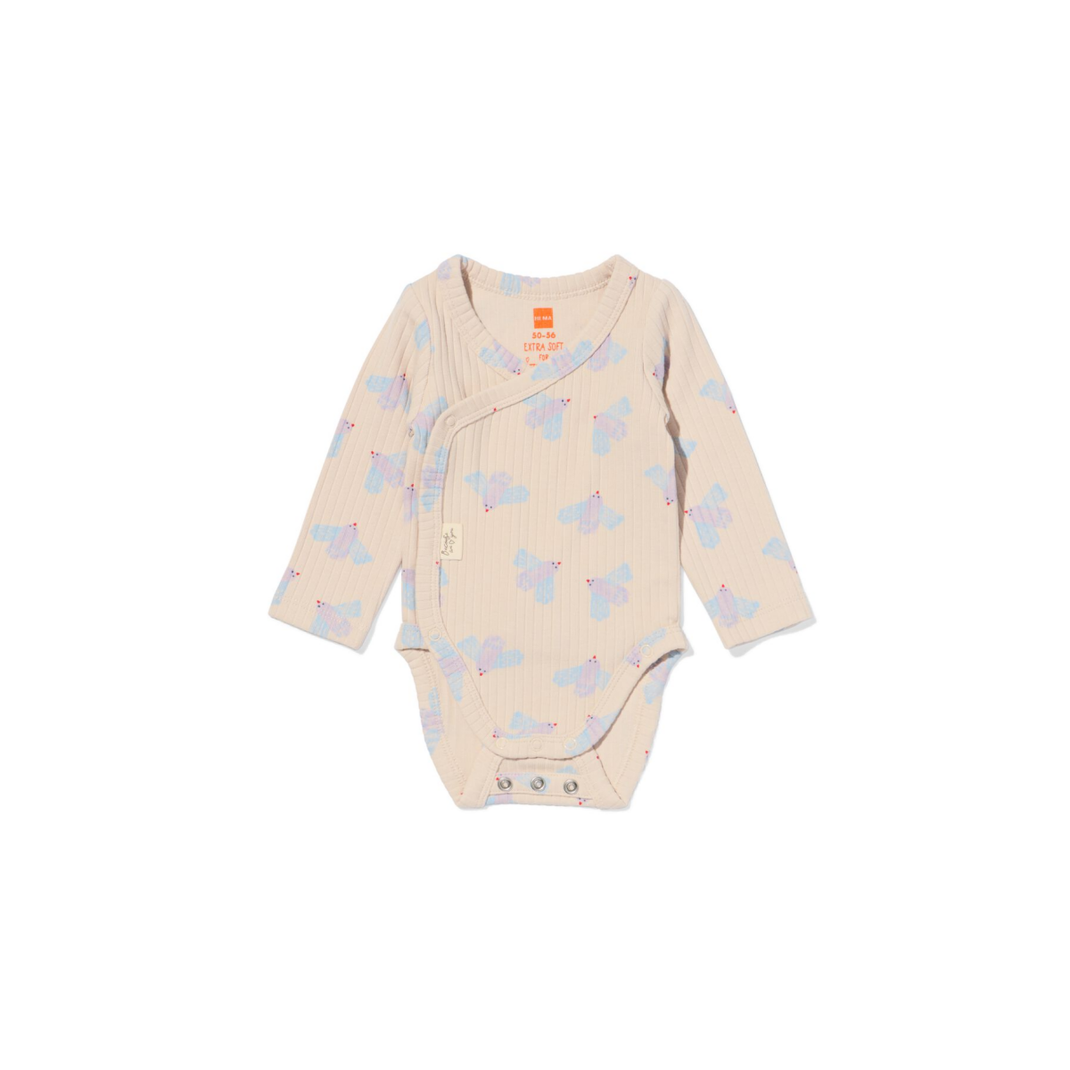 HEMA Newborn meegroei overslagromper rib dieren ecru