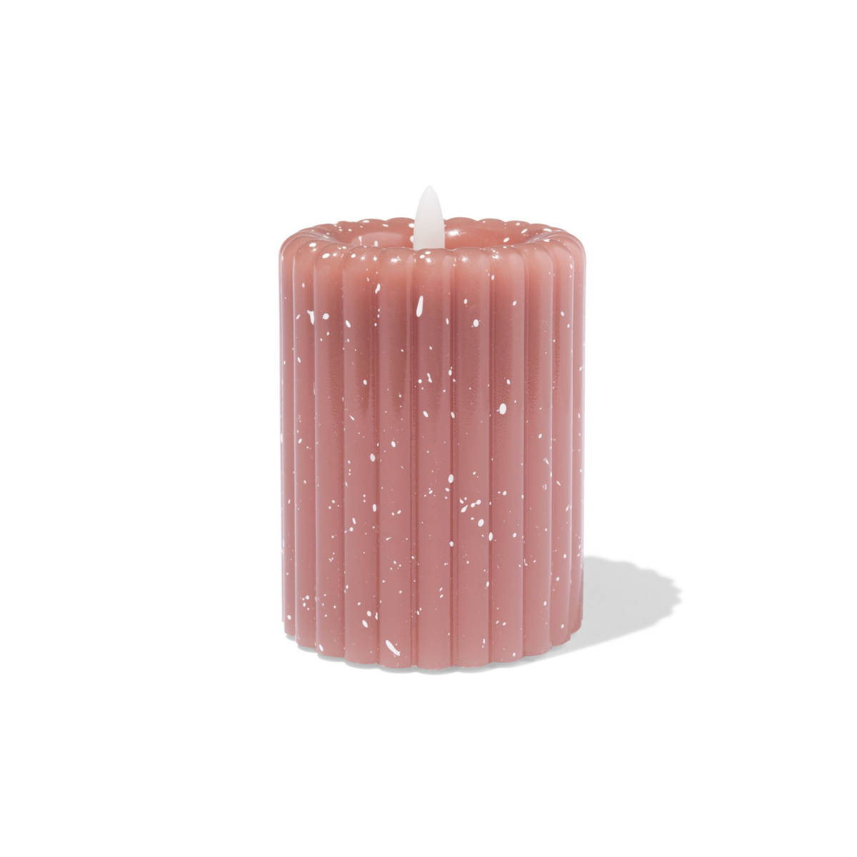 HEMA Led stompkaars ⌀7.5x10cm ribbel spikkel bruin (bruin)