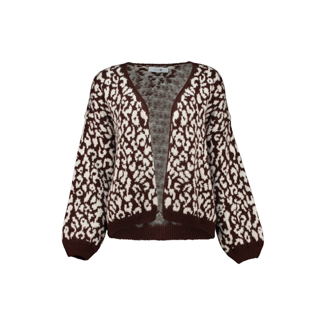 Hailys - Damen Pullover - brown-beige leo - Größe: L-XL - bei Tara-M