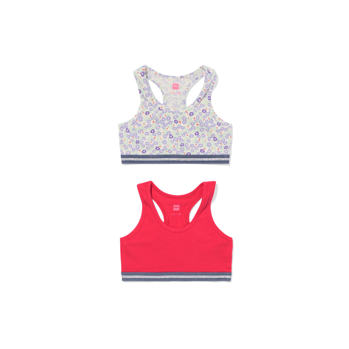 HEMA Kinder crop top bloem - 2 stuks roze (roze)