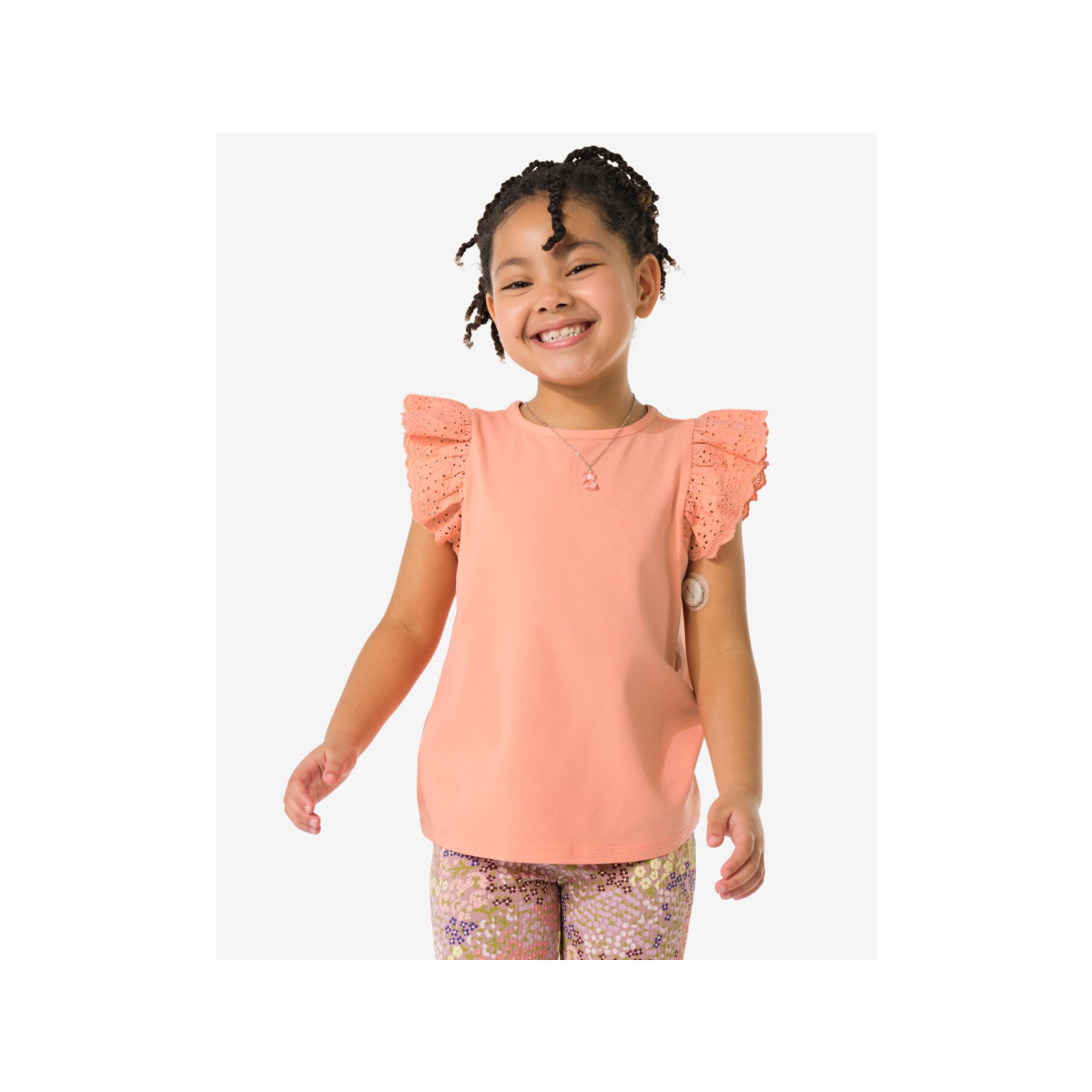 HEMA HEMA Kindersinglets Jersey Geborduurd - 2 Stuks Koraal (koraal)