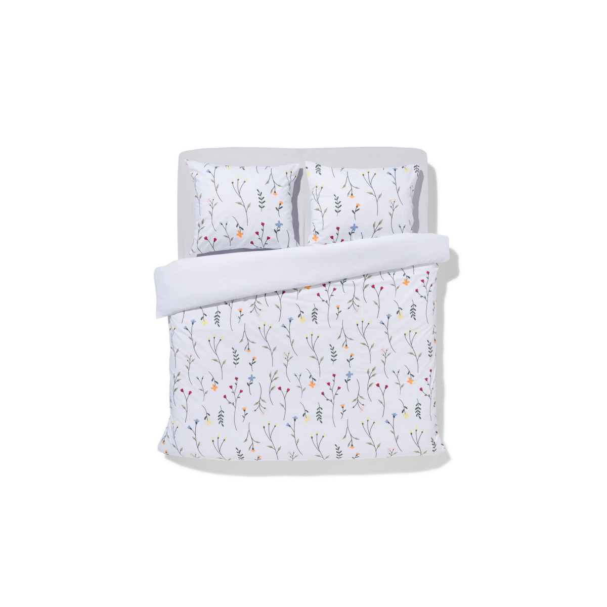 HEMA HEMA Dekbedovertrek 200x200/220cm Zacht Katoen Veldbloemen Wit (wit)