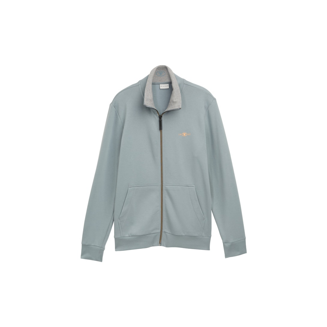 Tom Tailor Sweatjacke Mit Stehkragen Grey Mint