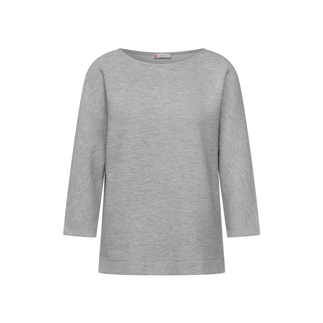 Street One Struktur Shirt Polyester-Viskose-Elasthan Heather Grey Mel
