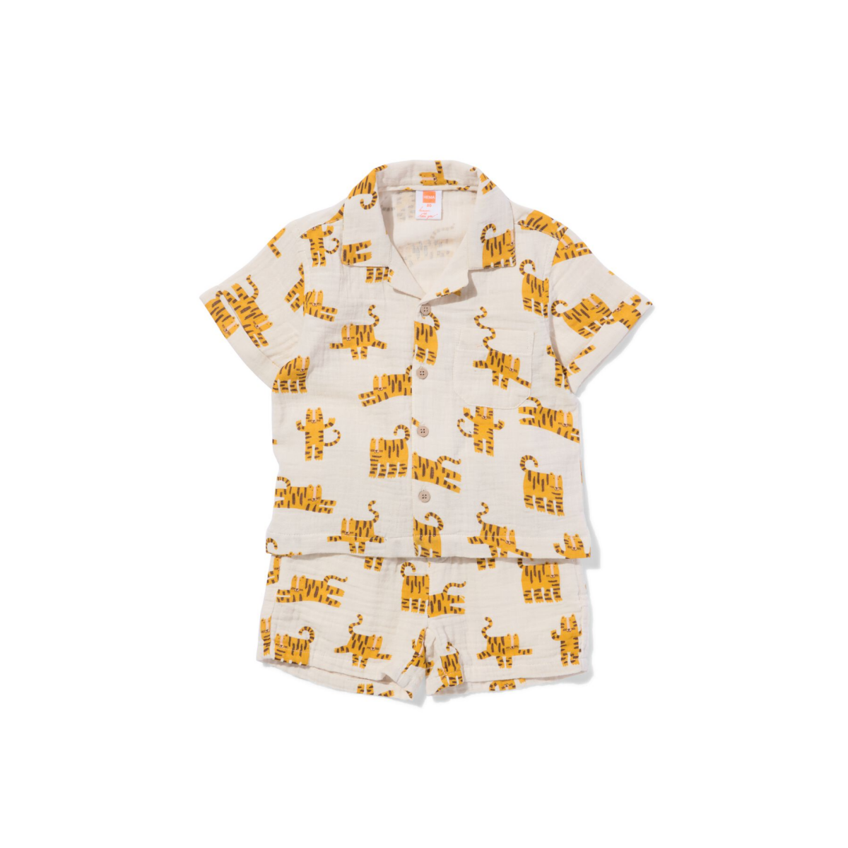 HEMA Babykledingset comfy fit mousseline tijgers ecru