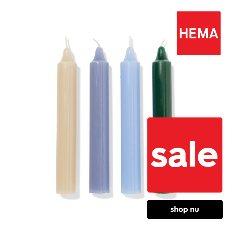 HEMA Huishoudkaarsen 16x⌀2.2cm blauw - 4 stuks (blauw)