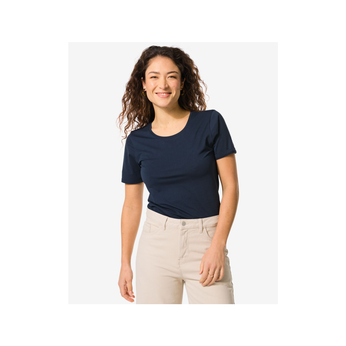 HEMA Dames T-shirt o-hals donkerblauw (donkerblauw)