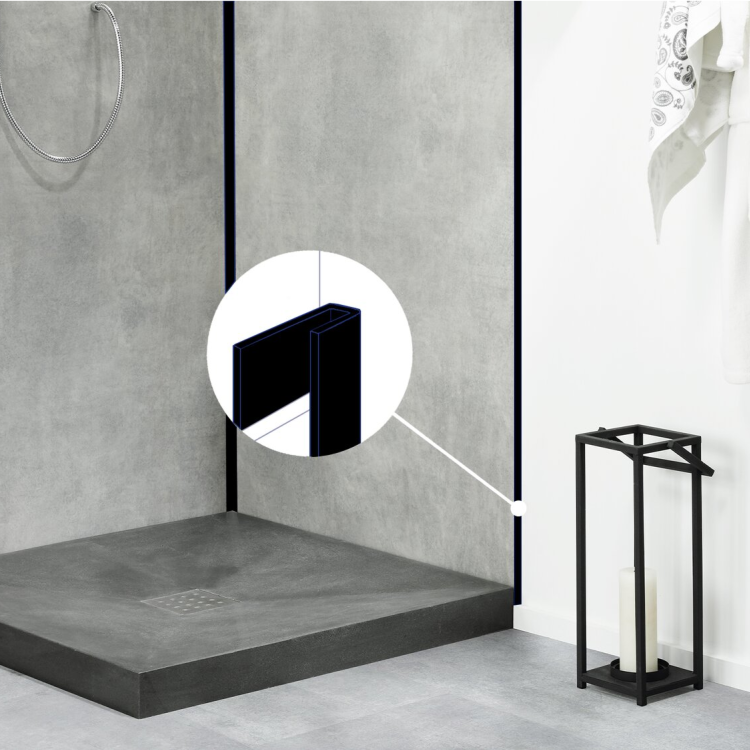 Profile mural alu  profile de bordure en u noir pour Senso Wall Gerflor - 260 cm x 2.3 cm x 0.16 cm
