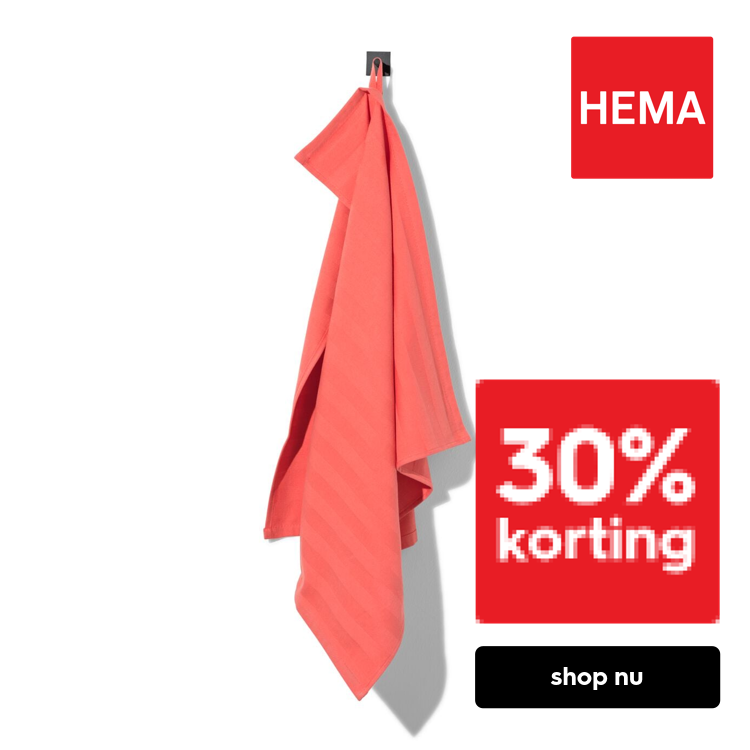 HEMA Theedoek 65x65 katoen met strepen (koraal)