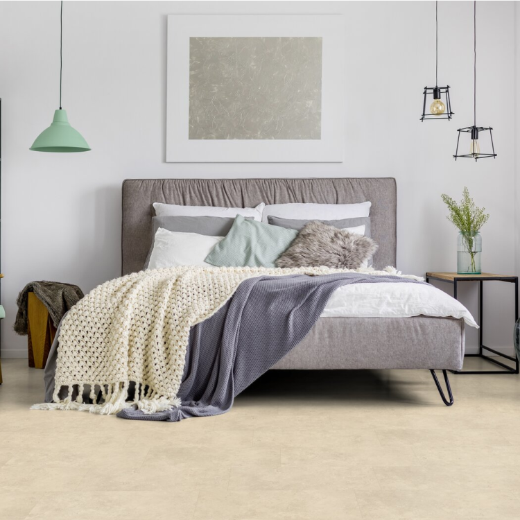 Dalle rectangulaire de sol PVC effet pierre clipsable pietra beige Gerflor - 72.87 cm x 38.88 cm x 0.42 cm