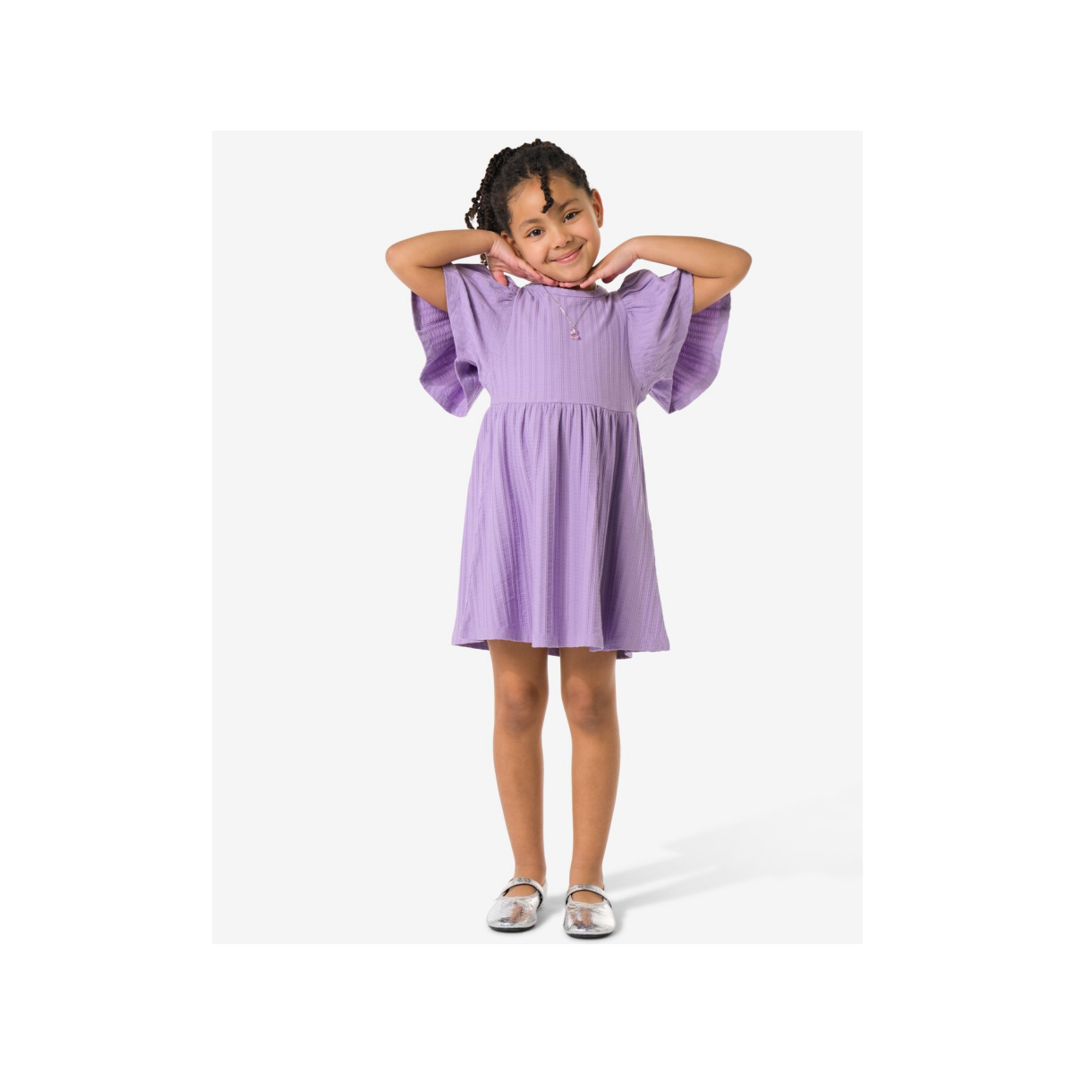 HEMA Kinderjurk A-lijn rib paars (paars)