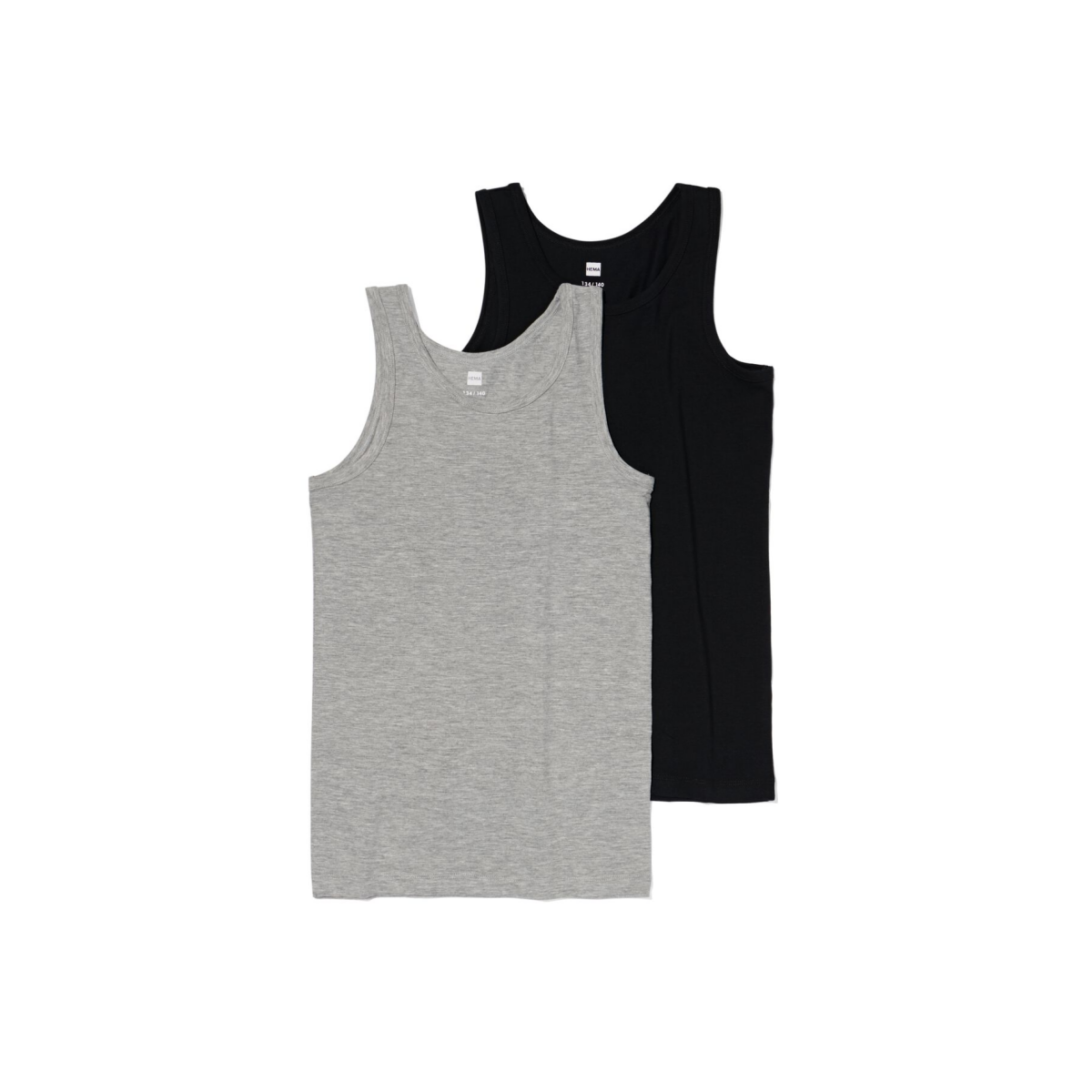 HEMA HEMA Kinder Hemden Basic Stretch Katoen - 2 Stuks Zwart (zwart)