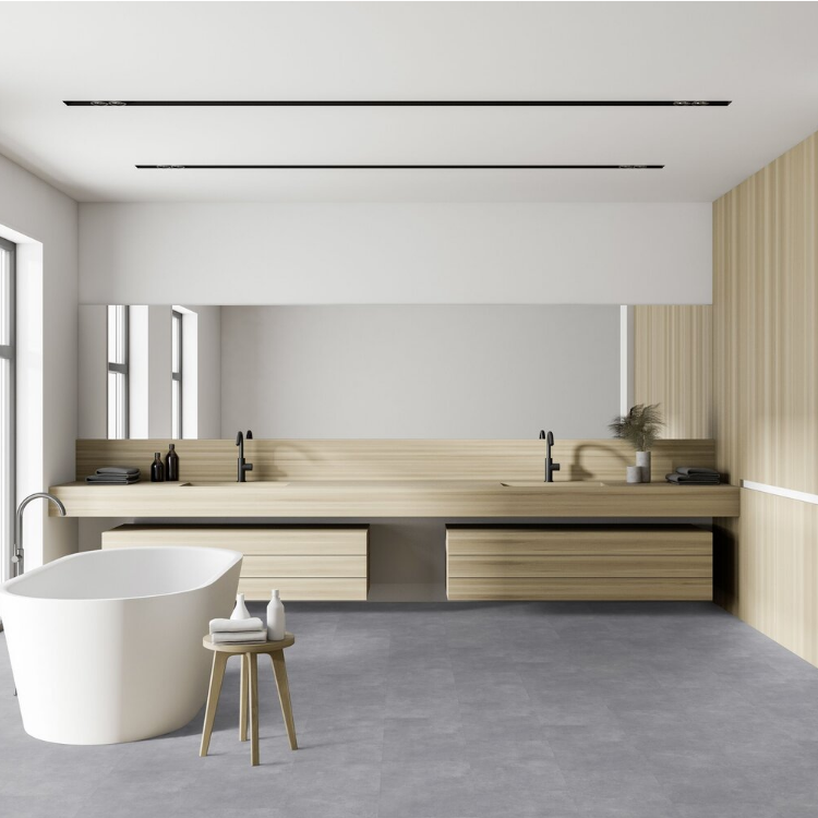 Dalle rectangulaire de sol PVC effet béton clipsable rock pearl Gerflor - 73 cm x 39.9 cm x 0.57 cm