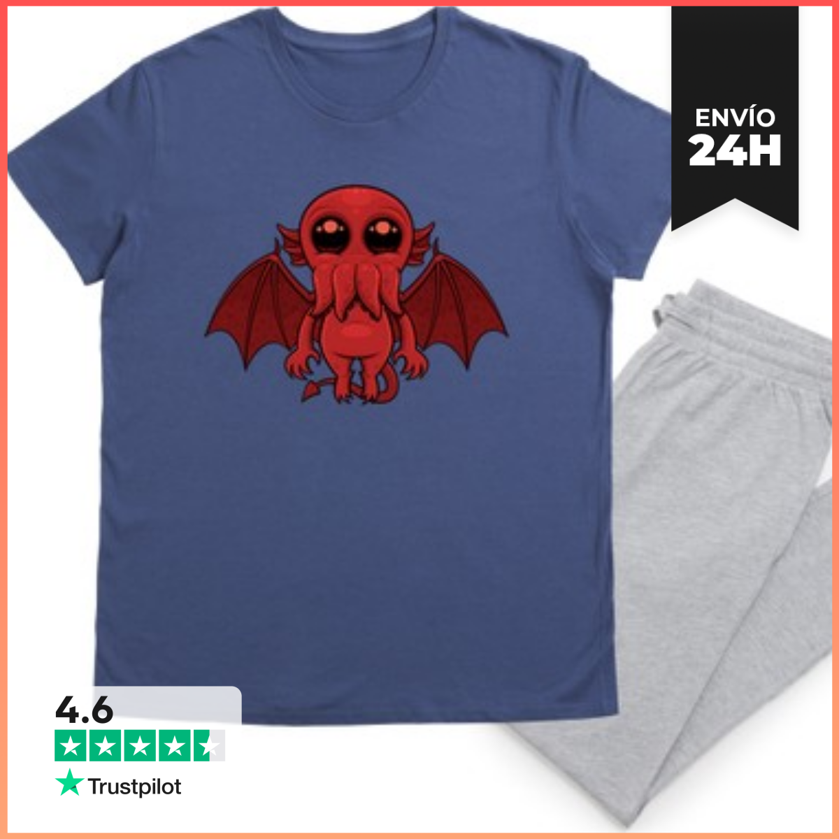 Pijama adorable monstruo marino rojo cthulhu laTostadora