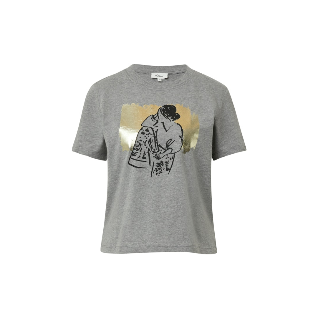 s.Oliver - Damen T-Shirt - Grau - Größe: 38 - bei Tara-M