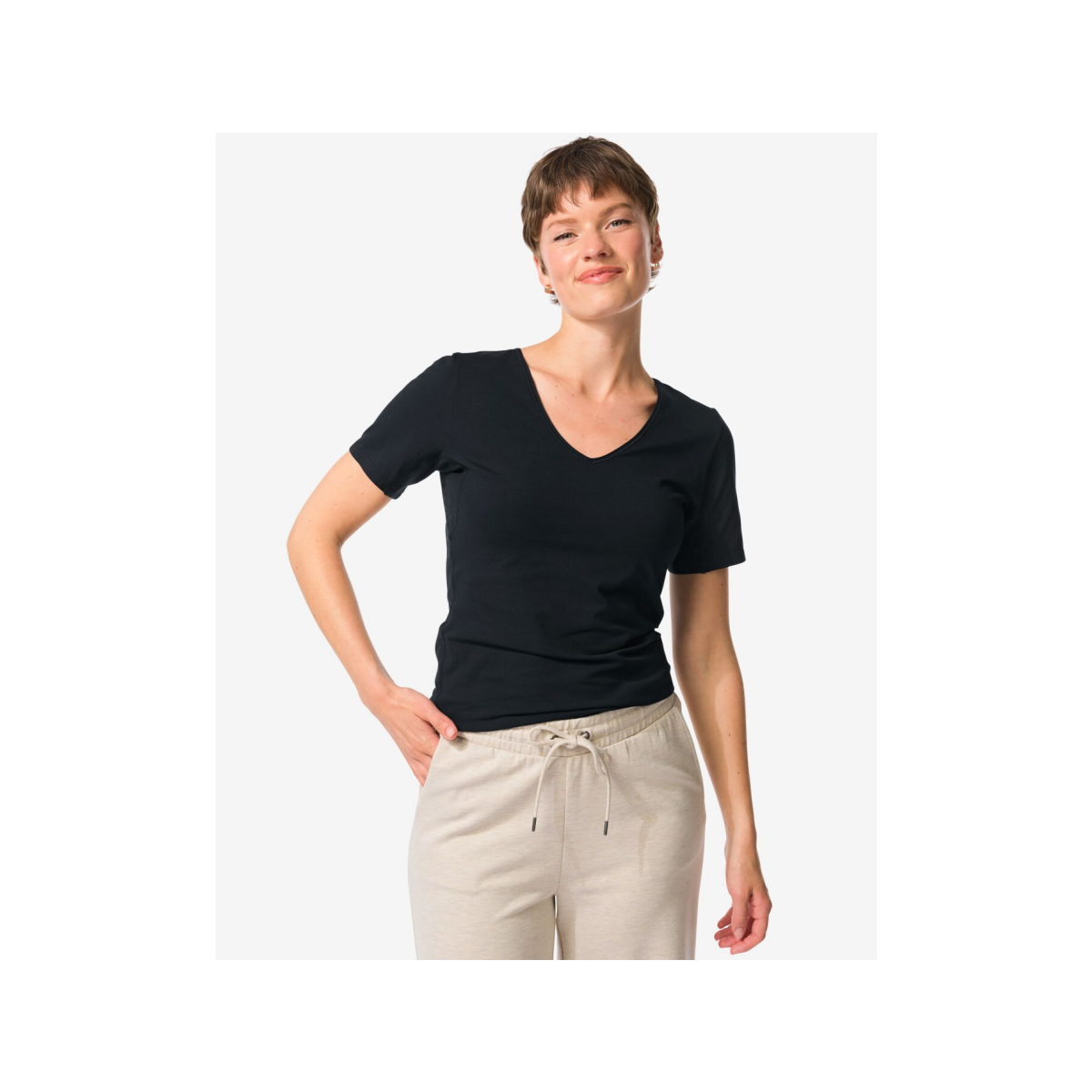 HEMA Dames T-shirt perfect comfort katoen zwart (zwart)