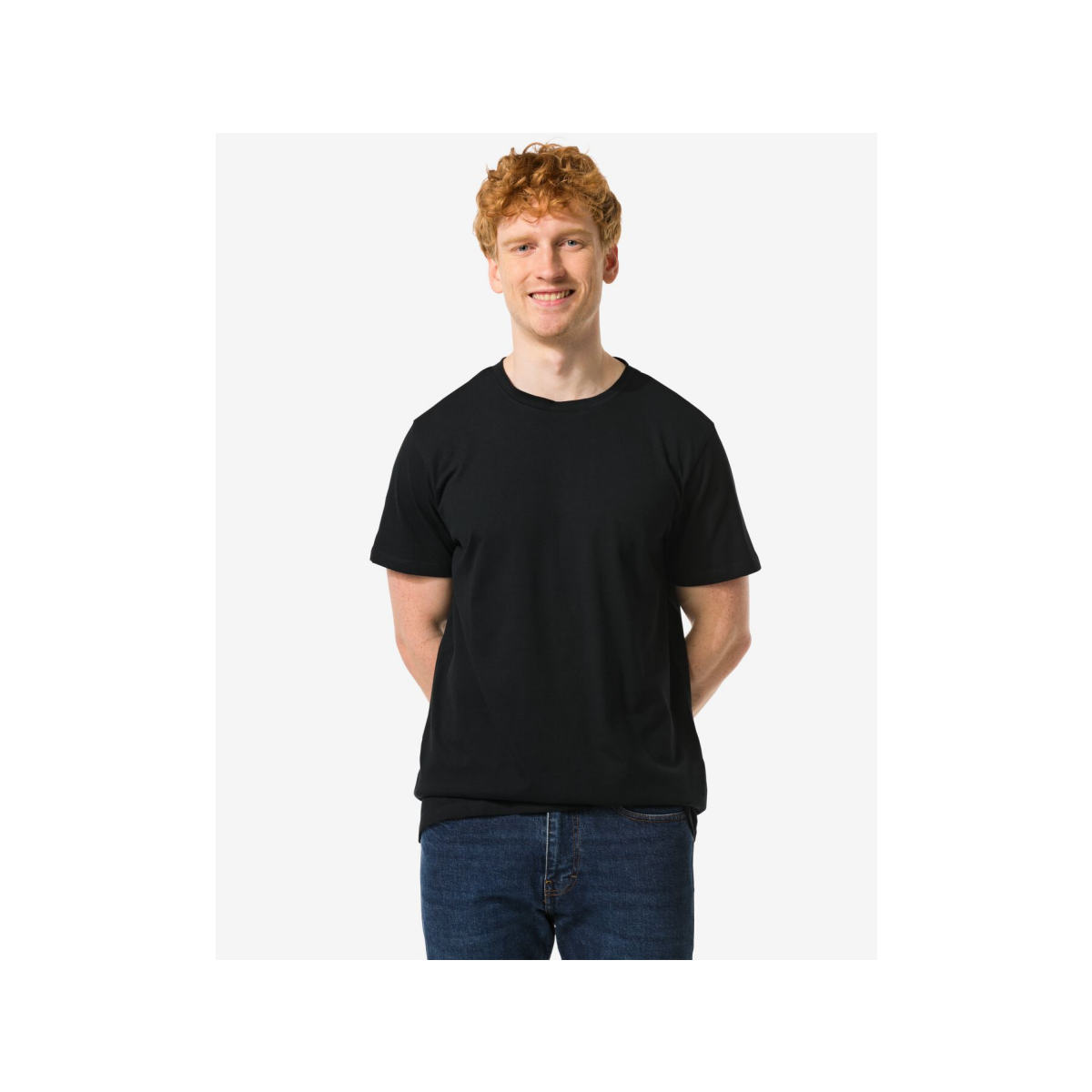 HEMA Heren t-shirt regular fit o-hals extra lang - 2 stuks zwart (zwart)