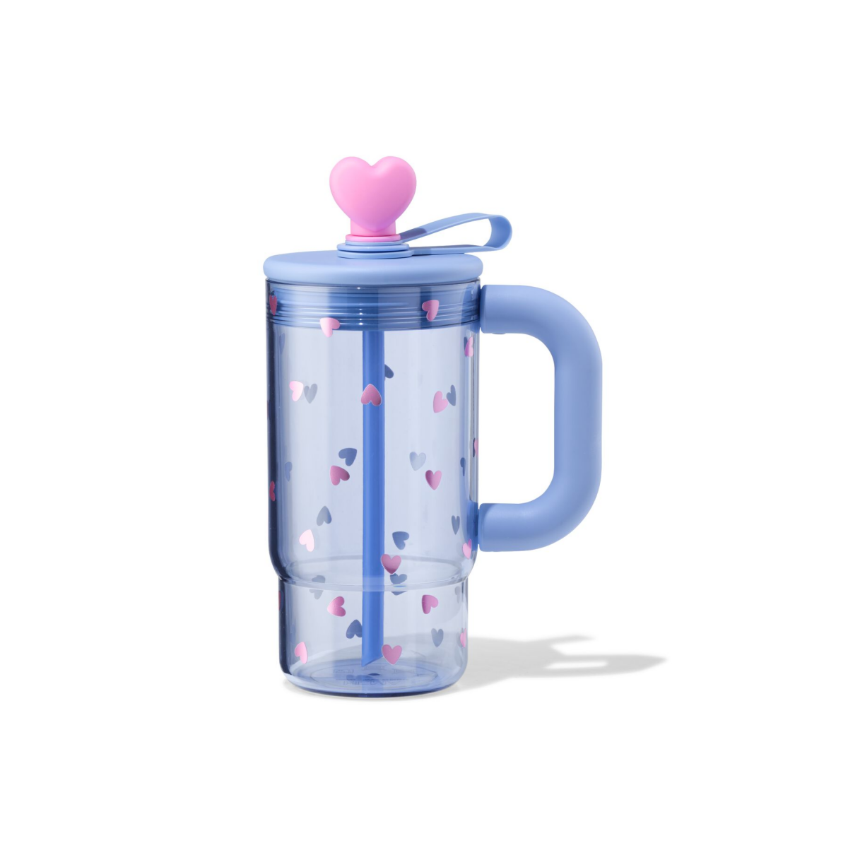 HEMA Drinkfles 720ml met rietje hartjes