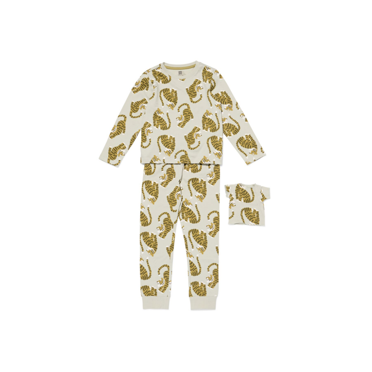 HEMA HEMA Kinderpyjama Tijger Met Poppenpyjama Lichtgroen (lichtgroen)