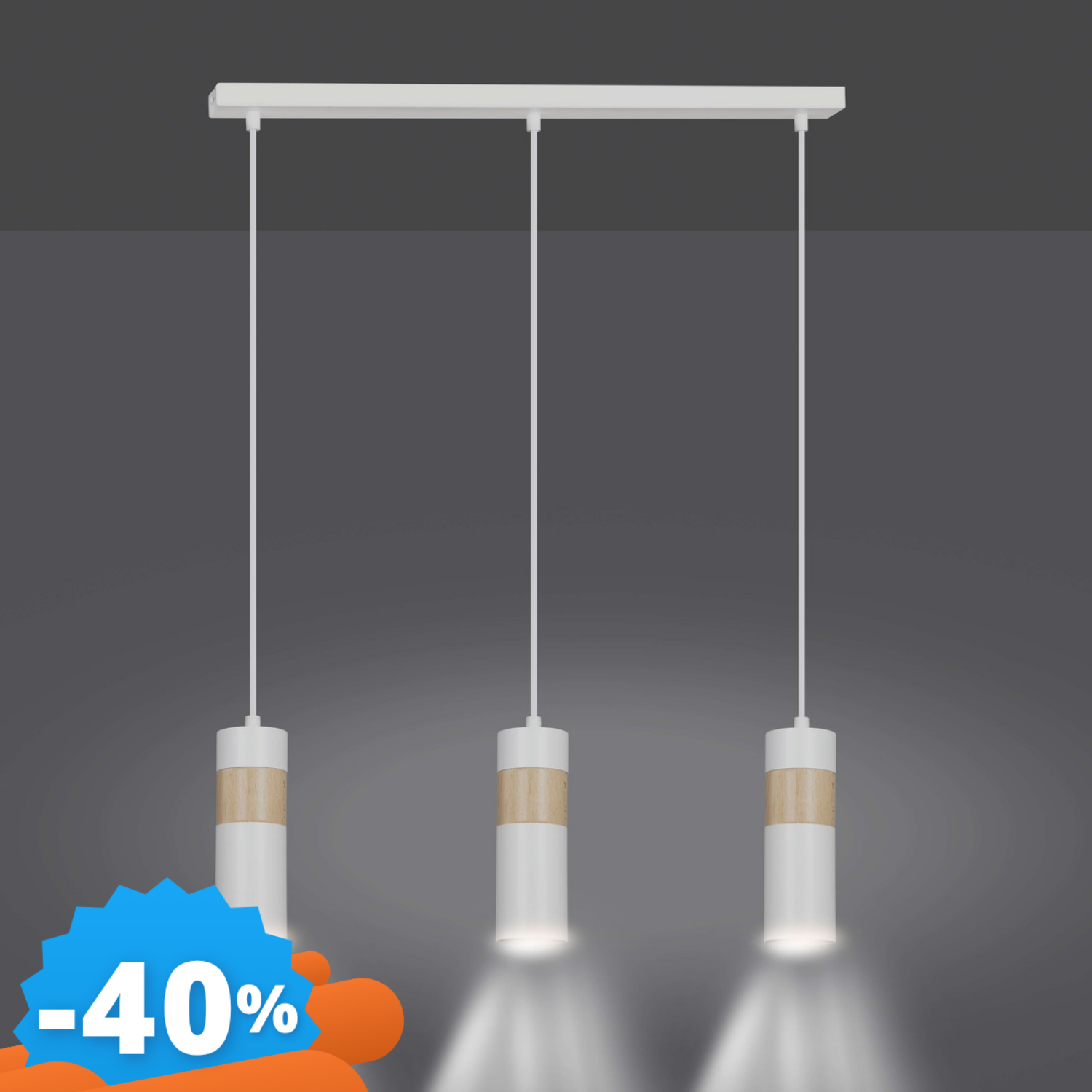 Emibig Lighting Bianco/Chiaro Lampadario A Sospensione Akari 3 White