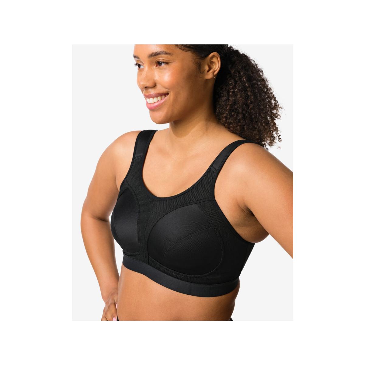 HEMA Niet voorgevormde sportbh high support zonder beugel zwart (zwart)