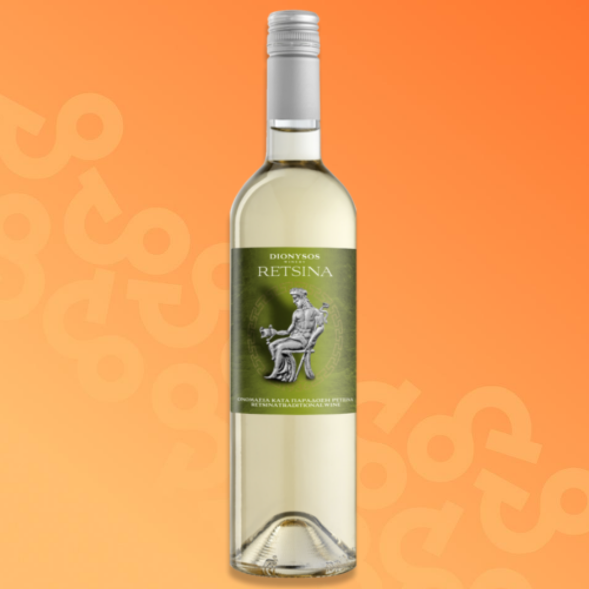 Bottiglia di vino bianco Dionysos Retsina 75 cl