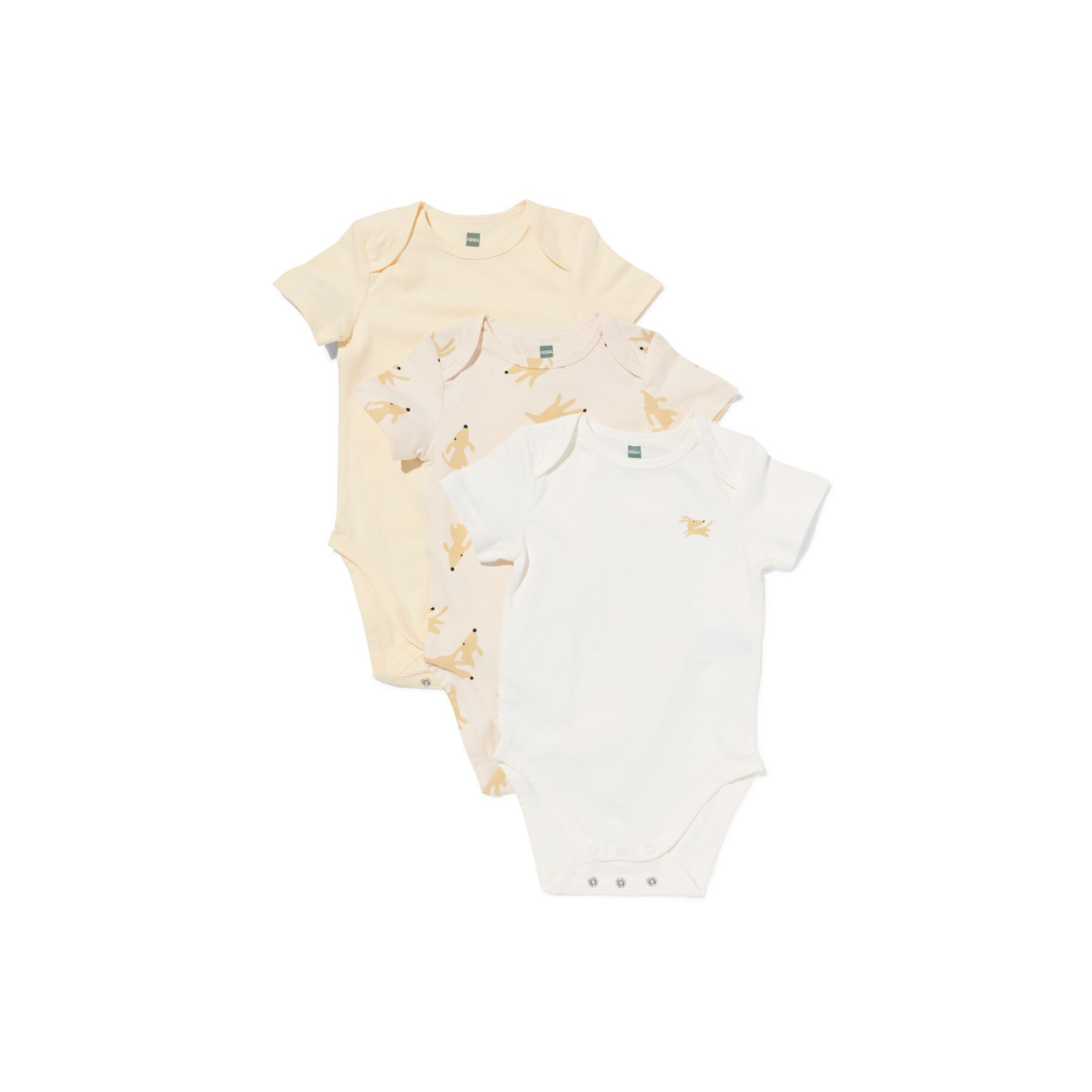 HEMA Baby meegroeirompers dieren - 3 stuks naturel (naturel)