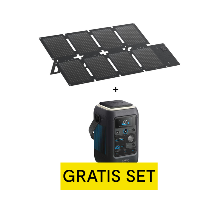 Anker SOLIX Offgrid-Set - mit faltbarem Solarpanel PS60 (60W) + tragbarer Powerstation C300X DC - Schwarz