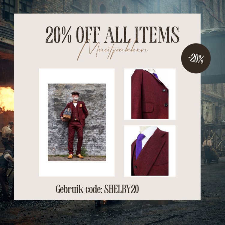 Maatpak Voor Heren | 3-delig Pak | Rood Barleycorn | Scudboat | Peaky Blinders | Peaky Blinders